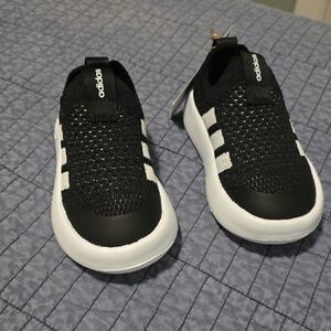 Adidas Kids Black and White Slip-On Sneakers